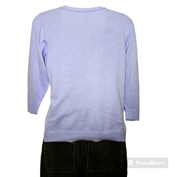 Frenchi 3/4 Sleeve Perrywinkle Button Up Cardi 100% Cotton Sz M - Picture 6 of 6